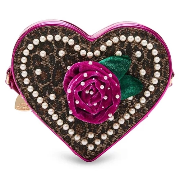 NWT Betsy Johnson Leopard Heart Crossbody - Picture 1 of 6